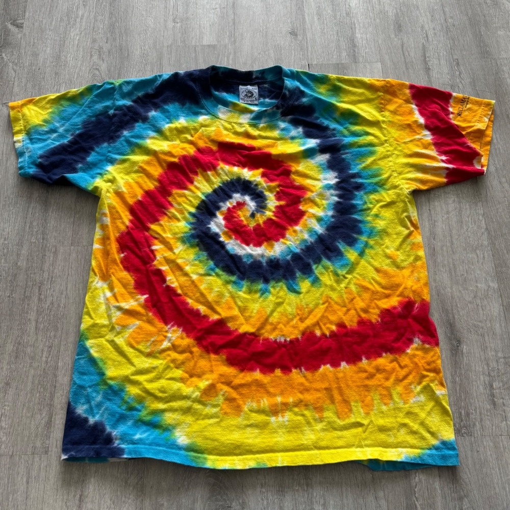 Vintage Anvil Authentic Pigment Tie Dye T-Shirt Mens Large Rainbow Spiral Tee